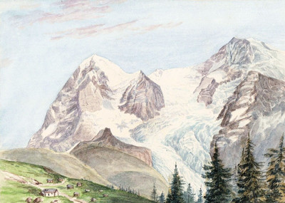 Eiger et Mönch vus de Mürren par Wilhelm Leifer Eiger et Mönch vus de Mürren par Wilhelm Leifer