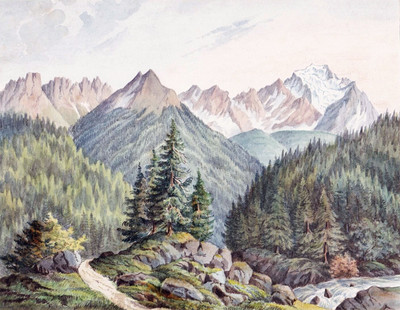 Habicht, Stubaier Alps, Bärenbad, Tyrol, par Wilhelm Leifer Habicht, Stubaier Alps, Bärenbad, Tyrol, par Wilhelm Leifer