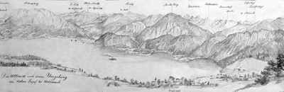 Attersee et alentours vu du hohen Gupf vers Unteraach (détail 2), par Wilhelm Leifer Attersee et alentours vu du hohen Gupf vers Unteraach (détail 2), par Wilhelm Leifer