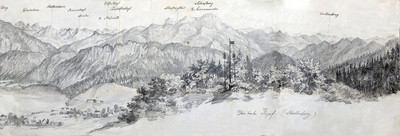 Attersee et alentours vu du hohen Gupf vers Unteraach (détail 3), par Wilhelm Leifer Attersee et alentours vu du hohen Gupf vers Unteraach (détail 3), par Wilhelm Leifer