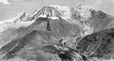 Mont Blanc du tacul, Aiguille et Dôme du Goûter, Aiguille de Bionnassay, Glacier de Bionnassay en 1892 (GRV)