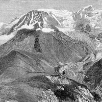 Mont Blanc du tacul, Aiguille et Dôme du Goûter, Aiguille de Bionnassay, Glacier de Bionnassay en 1892 (GRV)