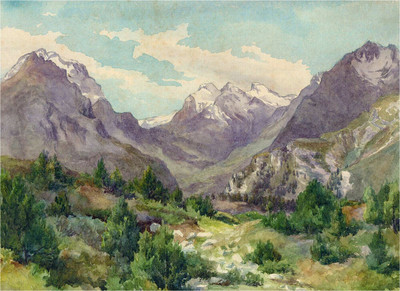  Pizzi di Maroz, Piz Duan et Gletscherhorn, Piz Predarossa, Piz Mungiroi vus de maloja en 1869