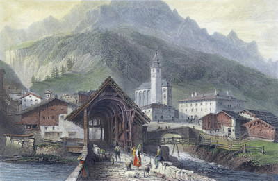 Splügen par William Henry Bartlett en 1836 Splügen par William Henry Bartlett en 1836