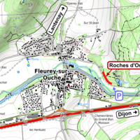 Plan d'accès - Falaise de Fleurey-sur-Ouche (rendu TOPen25)