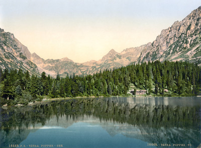 Popradské Pleso, Kôprovský Štít (sommet au fond) en 1900 par Photoglob N°0000016449 Popradské Pleso, Kôprovský Štít (sommet au fond) en 1900 par Photoglob N°0000016449