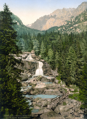 Cascades du milieu du Studený Potok, en 1900, par Photoglob N°0000016442 Cascades du milieu du Studený Potok, en 1900, par Photoglob N°0000016442