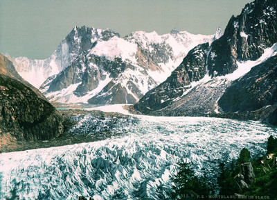 Grandes Jorasses - Mer de Glace en 1900 par Photoglob N°0000001311B Grandes Jorasses - Mer de Glace en 1900 par Photoglob N°0000001311B