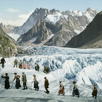 Mer de Glace - Grandes Jorasses en 1900 par Photoglob N°0000017819