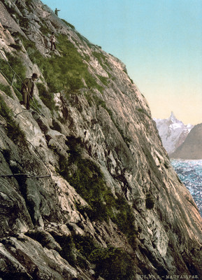 Le Mauvais Pas, rive droite - Mer de Glace en 1900 par Photoglob N°0000001376 Le Mauvais Pas, rive droite - Mer de Glace en 1900 par Photoglob N°0000001376