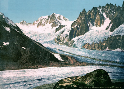 Tour Ronde, Mont Blanc du Tacul, Envers des Aiguilles, Glaciers du Géant - de Leschaux - d'Envers de Blaitière en 1900 par Photoglob N°0000001400 Tour Ronde, Mont Blanc du Tacul, Envers des Aiguilles, Glaciers du Géant - de Leschaux - d'Envers de Blaitière en 1900 par Photoglob N°0000001400