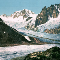 Tour Ronde, Mont Blanc du Tacul, Envers des Aiguilles, Glaciers du Géant - de Leschaux - d'Envers de Blaitière en 1900 par Photoglob N°0000001400