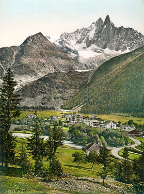 Les Praz de Chamonix et l'Aiguille Verte en 1900, par Photoglob N°0000018279
