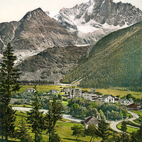 Les Praz de Chamonix et l'Aiguille Verte en 1900, par Photoglob N°0000018279