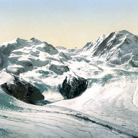 Gornergletscher, Mont Rose, Grenzgletscher, Liskamm, en 1900 par Photoglob N°0000001474