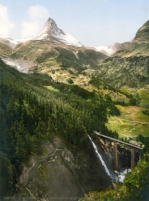 Matterhorn, Findelenbach, alpages de Zermatt en 1900 par Photoglob N°0000016577 Matterhorn, Findelenbach, alpages de Zermatt en 1900 par Photoglob N°0000016577