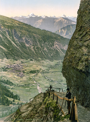 Sentier de la Gemmi, Loèche les Bains, en 1900 par Photoglob N°0000017278 Sentier de la Gemmi, Loèche les Bains, en 1900 par Photoglob N°0000017278