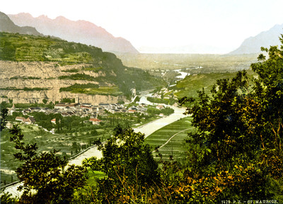 Saint Maurice et le Rhône en 1900 par Photoglob N°0000001429