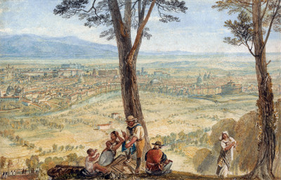 Au fond, le Volcan Albain vu du Monte Mario à  Rome par Turner