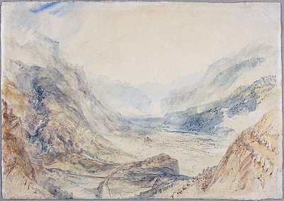 Descente du St. Gotthard côté Ticino par turner en 1842