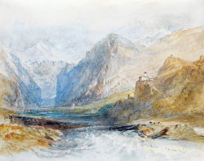 Vallée de Domleschg, vue vers la gorge au N vers Rothenbrünnen, par Turner en 1840
