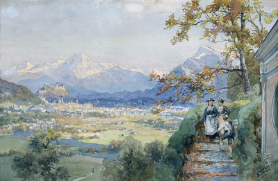 Salzburg et ses montagnes (Hochthron...) par Edward Theodore Compton vers 1921 Salzburg et ses montagnes (Hochthron...) par Edward Theodore Compton vers 1921