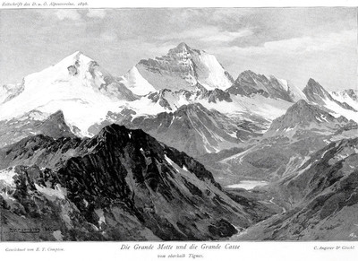 La Grande motte et la Grande Casse vus du Mont Pourri par Edward Theodore Compton La Grande motte et la Grande Casse vus du Mont Pourri par Edward Theodore Compton
