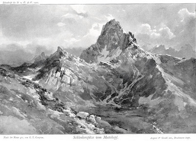 Schlenkerspitze vu de Muttekopf par Edward Theodore Compton Schlenkerspitze vu de Muttekopf par Edward Theodore Compton