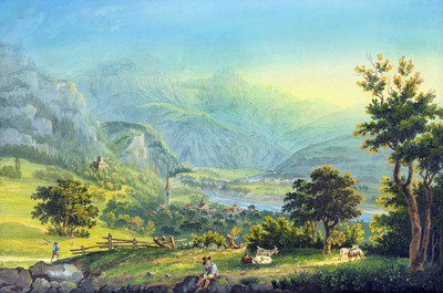 Environs de Thusis et vue vers le Piz Beverin par Ludwig Bleuler
