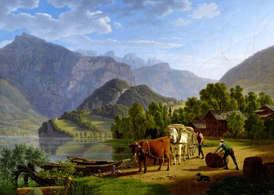 Walensee et Churfirsten vus de Mols, par Johann Jakob Biedermann Walensee et Churfirsten vus de Mols, par Johann Jakob Biedermann