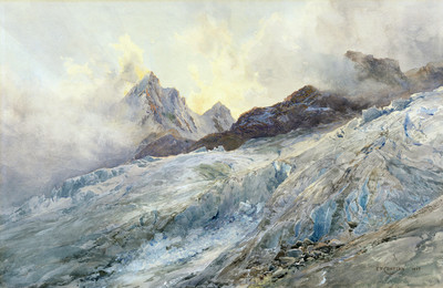 Finsteraarhorn et Glacier du Rhône, en 1903, par Edward Theodore Compton Finsteraarhorn et Glacier du Rhône, en 1903, par Edward Theodore Compton