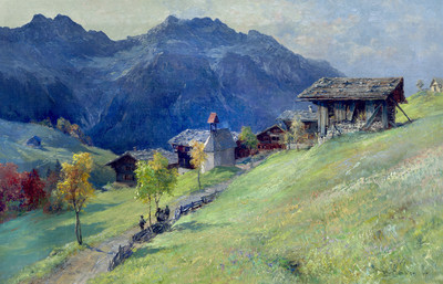 Gerstruben dans le Dietersbacher Tal, vue sur le Himmelschrofen , en 1907 Gerstruben dans le Dietersbacher Tal, vue sur le Himmelschrofen , en 1907