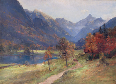 Automne dans le Stodertal , en 1920, par Edward Theodore Compton Automne dans le Stodertal , en 1920, par Edward Theodore Compton