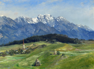 Igls dans la vallée de l'Inn en 1903, par Edward Theodore Compton Igls dans la vallée de l'Inn en 1903, par Edward Theodore Compton
