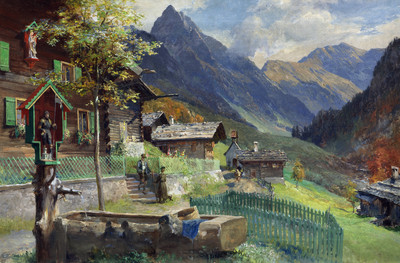 Gerstruben, vue sur le Höfats par Edward Theodore Compton Gerstruben, vue sur le Höfats par Edward Theodore Compton