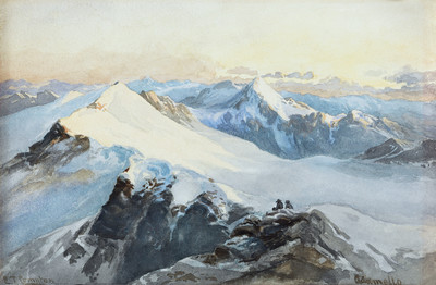 Corno Bianco et Presanella Vue de l'Adamello par Edward Theodore Compton Corno Bianco et Presanella Vue de l'Adamello par Edward Theodore Compton