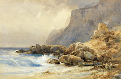 Marina Piccola, Falaises du Monte Solaro, Capri , par Edward Theodore Compton en 1874 Marina Piccola, Falaises du Monte Solaro, Capri , par Edward Theodore Compton en 1874