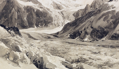 Mer de Glace, Glacier de Talèfre par Edward Theodore Compton en 1908 Mer de Glace, Glacier de Talèfre par Edward Theodore Compton en 1908