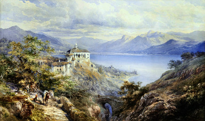 Lac Majeur - Locarno - Madonna del Sasso par Edward Theodore Compton Lac Majeur - Locarno - Madonna del Sasso par Edward Theodore Compton