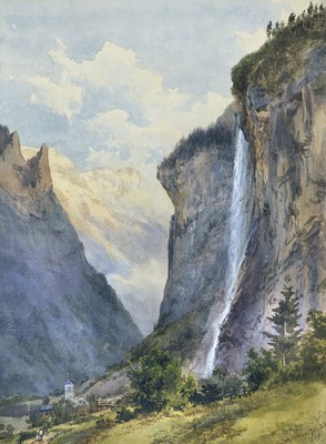Cascade du Staubbach à Lauterbrunnen par Edward Theodore Compton en 1869 Cascade du Staubbach à Lauterbrunnen par Edward Theodore Compton en 1869