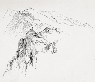 Mur de Tabaretta avec la Payerhütte par Edward Theodore Compton Mur de Tabaretta avec la Payerhütte par Edward Theodore Compton