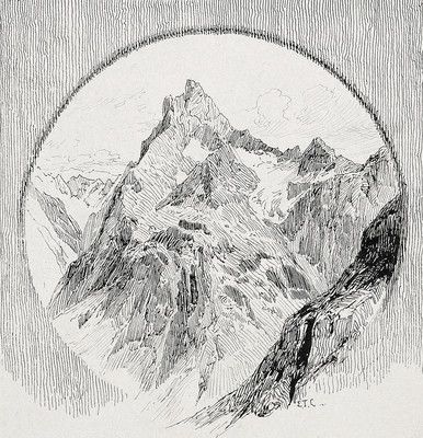 Aiguille du plat de la Selle SE par Edward Theodore Compton vers 1870 Aiguille du plat de la Selle SE par Edward Theodore Compton vers 1870
