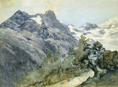 Mittaghorn, Egginer, vus de Saas-Fee par Edward Theodore Compton Mittaghorn, Egginer, vus de Saas-Fee par Edward Theodore Compton