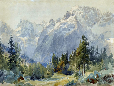 Serafis et Marmarola vus de la route de Missurina par Edward Theodore Compton Serafis et Marmarola vus de la route de Missurina par Edward Theodore Compton