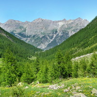 Cîme de la Condamine, Tête des Lauzières, Pic de Montbrison, vus du vallon de Narreyroux