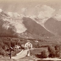 Le Glacier des Bossons depuis le pont de Piralottaz (1880 environ)