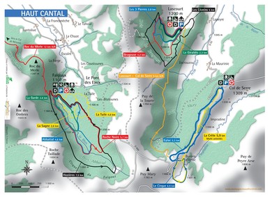 Plan des pistes du Domaine Nordique du Haut Cantal / Puy Mary Plan des pistes du Domaine Nordique du Haut Cantal / Puy Mary