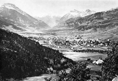 Barcelonnette, vue ancienne vers l'aval