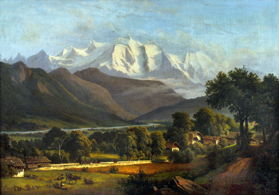 Mont Blanc vu de Sallanches par Johann Anton Castell Mont Blanc vu de Sallanches par Johann Anton Castell