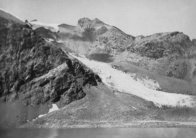 Lac de l'Eychauda, glacier de Séguret-Foran, Dôme de Monêtier, en 1898 Lac de l'Eychauda, glacier de Séguret-Foran, Dôme de Monêtier, en 1898